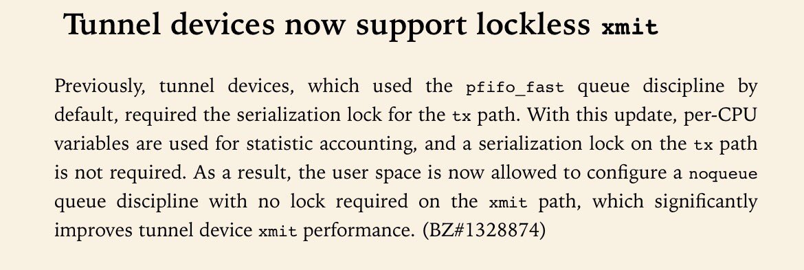 RHEL lockless xmit